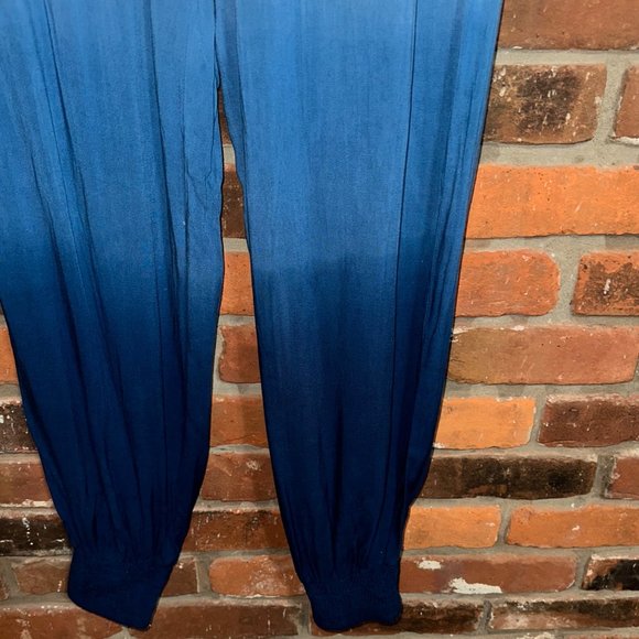 Boheme By Skemo White And Blue Dip Dye Jogger Pants Size Large - Picture 3 of 7